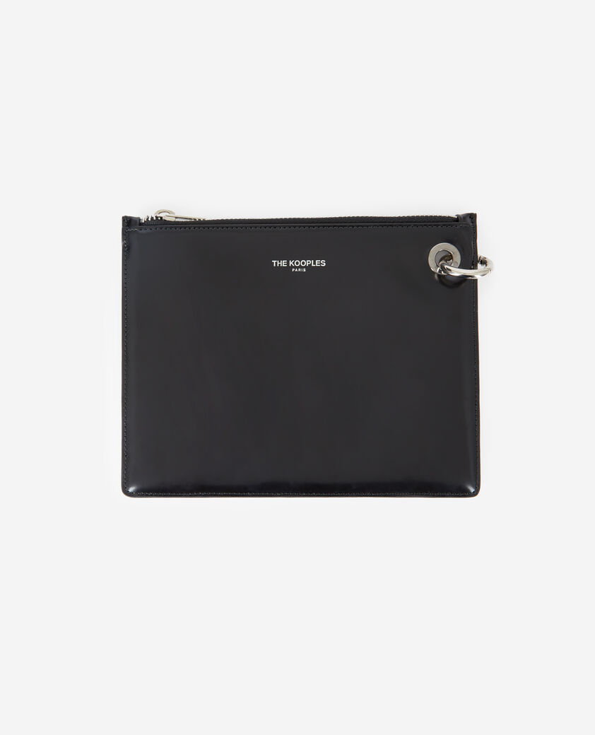 The Kooples WOMEN BLACK black leather mobile pouch