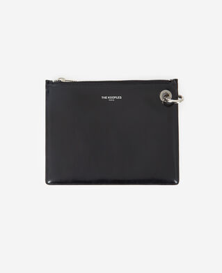 The Kooples WOMEN BLACK black leather mobile pouch