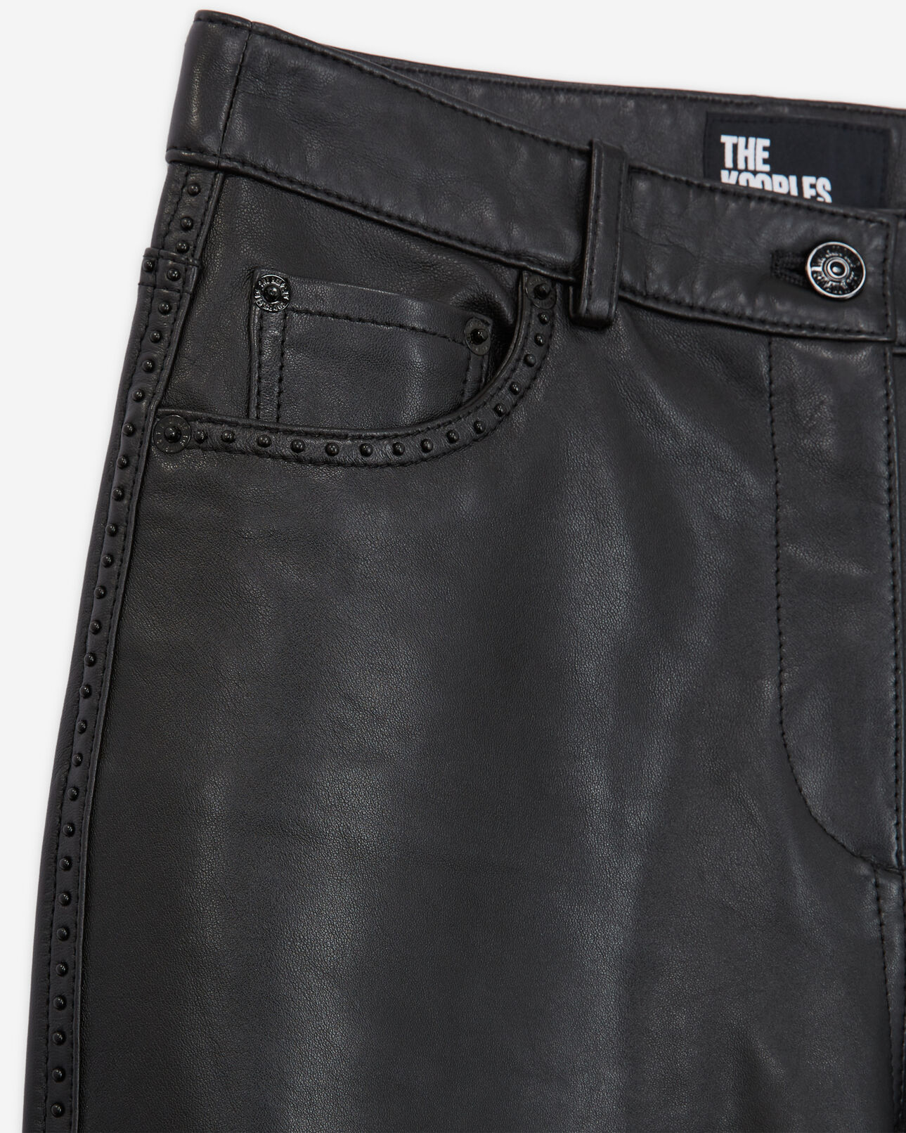 The Kooples FEMME BLACK pantalon en cuir à studs noir