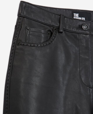 The Kooples F BLACK black leather pants with studs