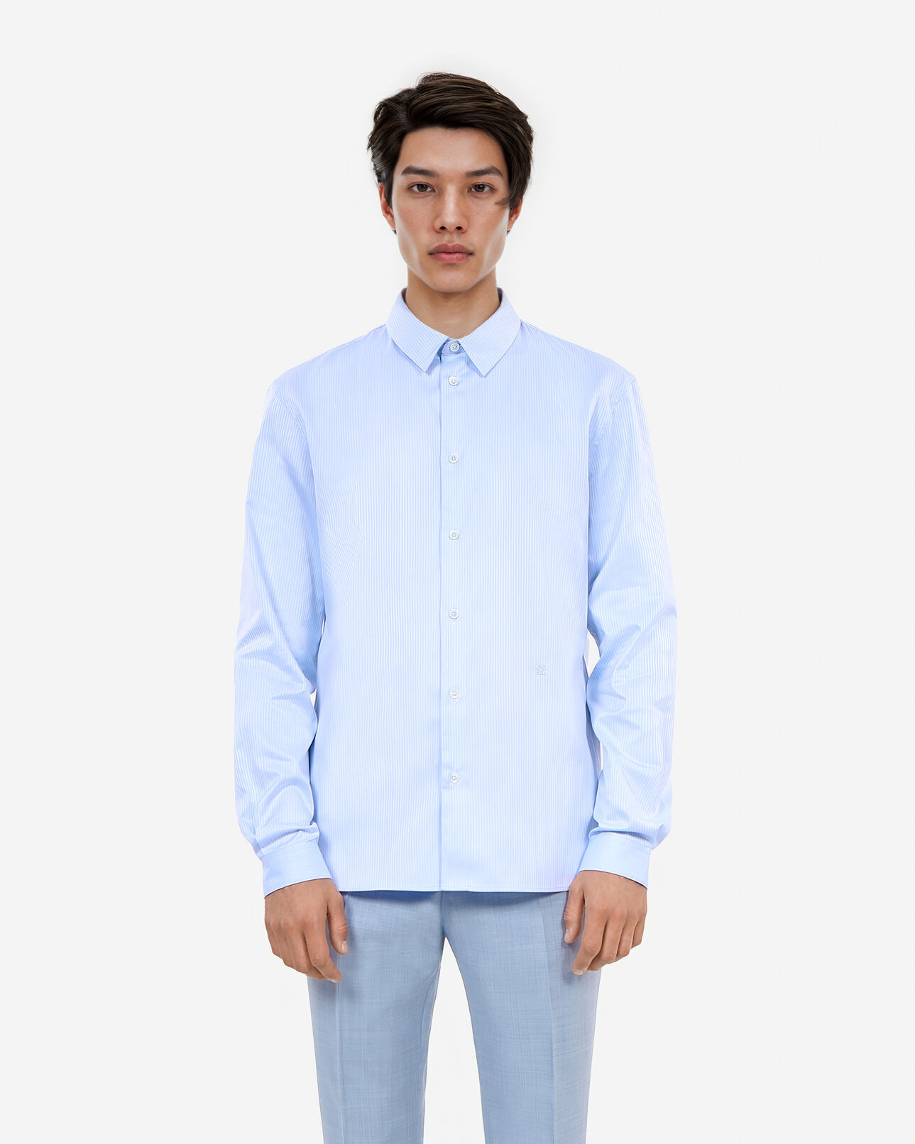 The Kooples H BLUE WHITE blue herringbone striped formal shirt