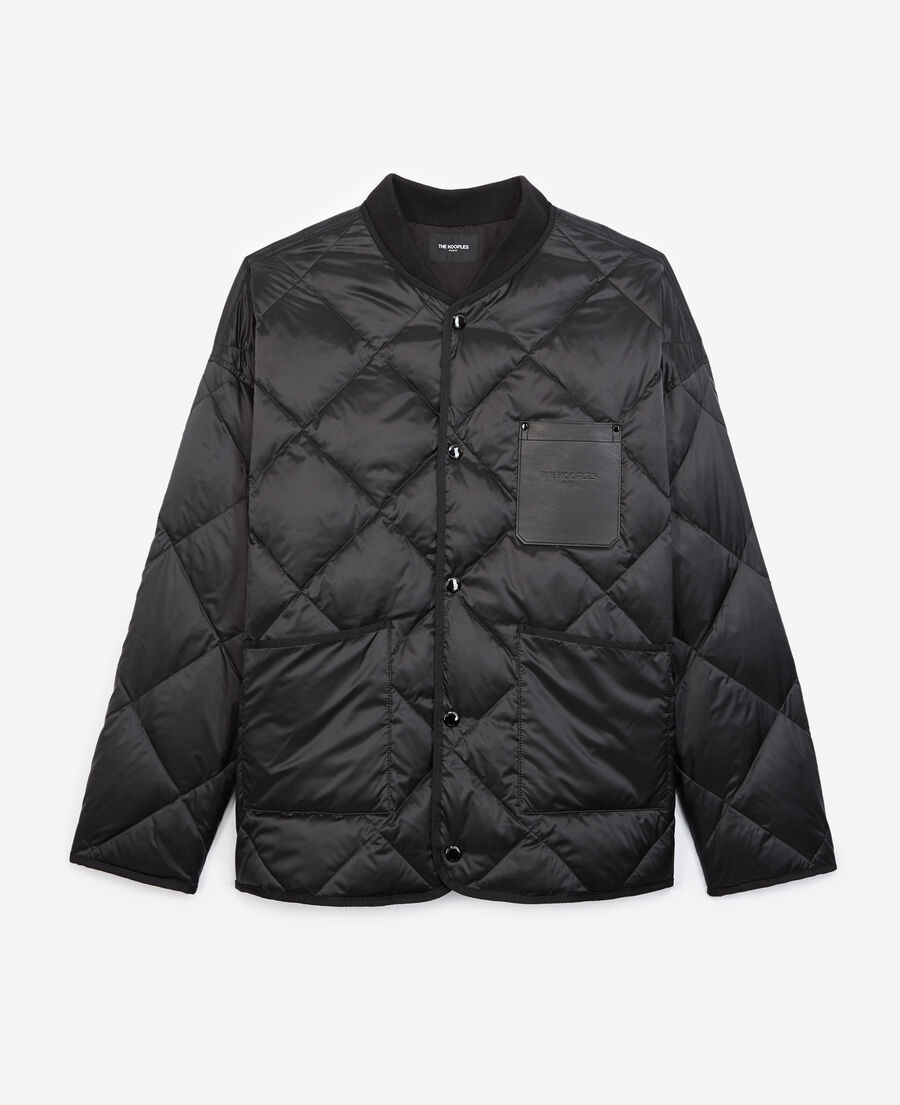 Quilted embroidered jacket w/leather pocket The Kooples UK