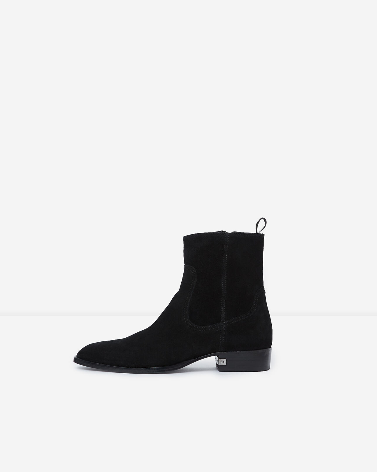 The Kooples HOMME BLACK boots noires daim talons montantes
