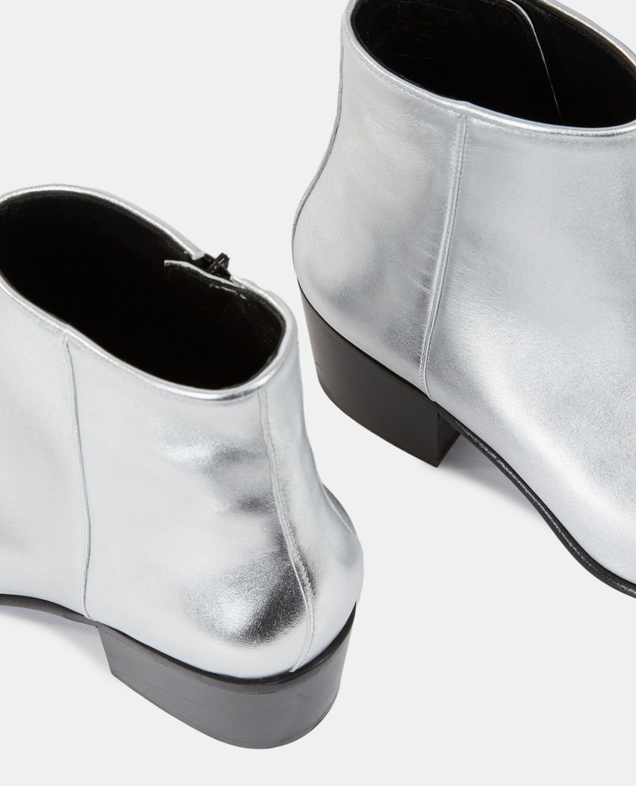 Silver leather boots, SILVER, hi-res image number null