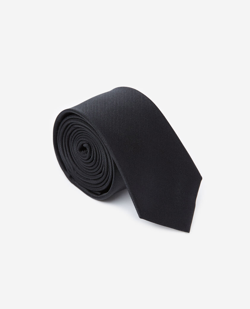The Kooples MEN BLACK plain black silk tie