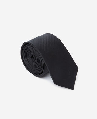 The Kooples MEN BLACK plain black silk tie