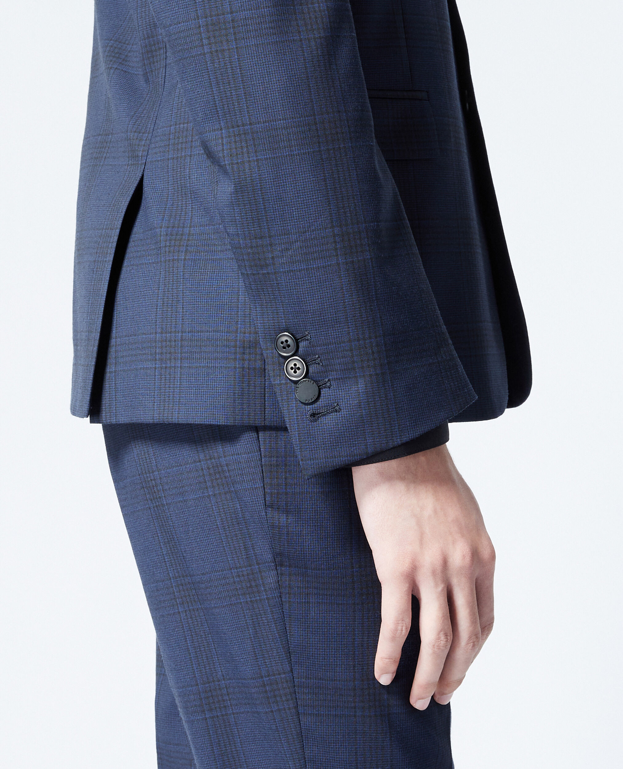 Veste laine bleu marine à carreaux, NAVY, hi-res image number null
