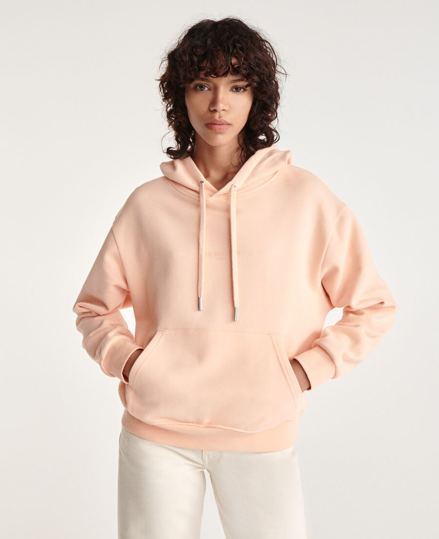 cotton coral hoodie with logo in middle