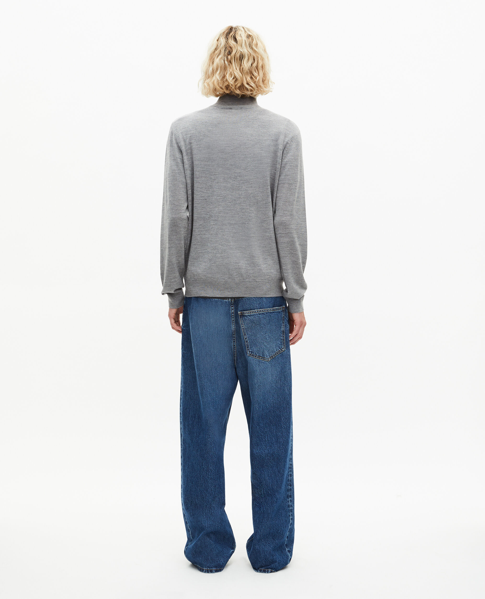 Grey stand-up collar sweater, MIDDLE GREY, hi-res image number null