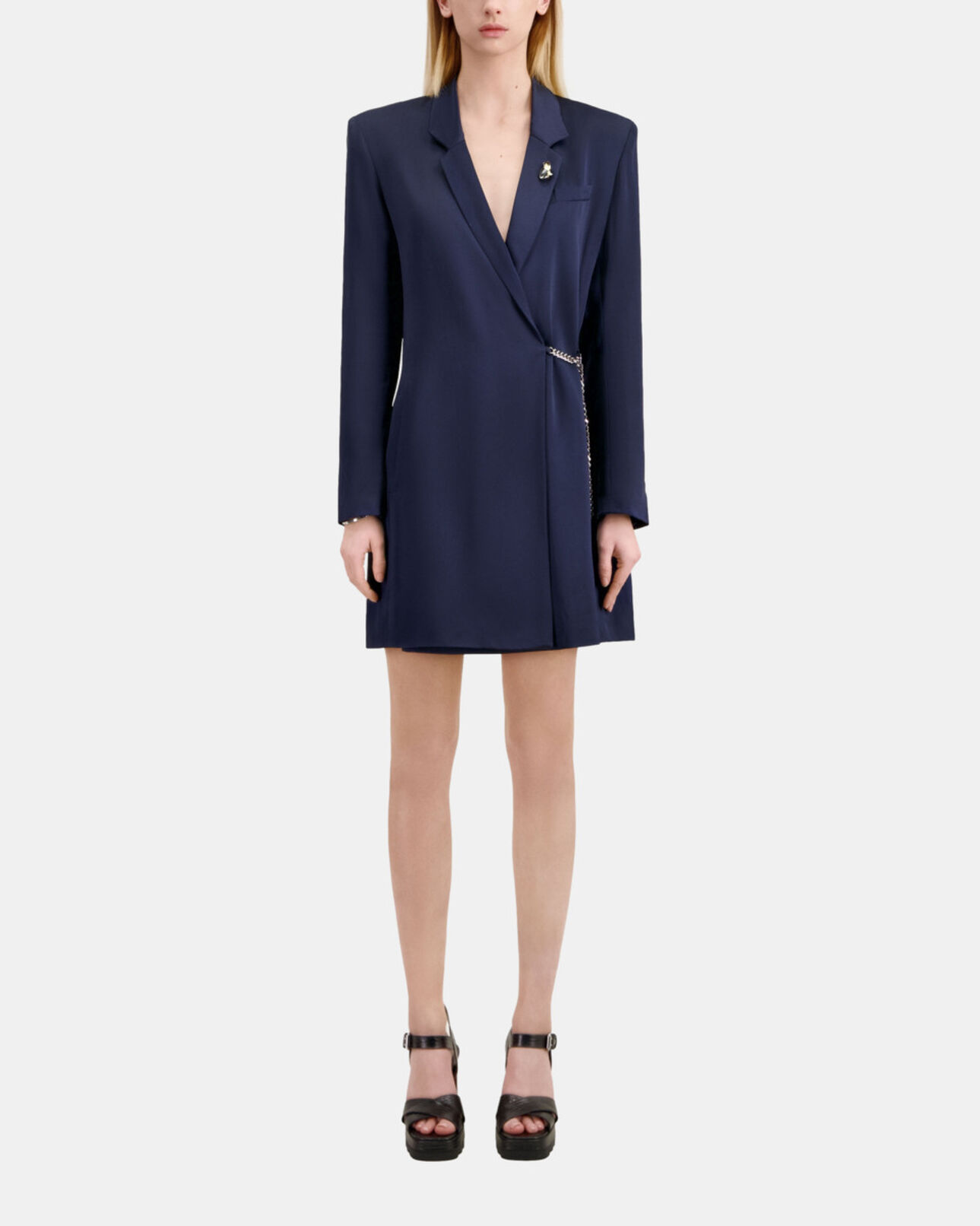 The Kooples WOMEN NAVY short navy blue dress with chain