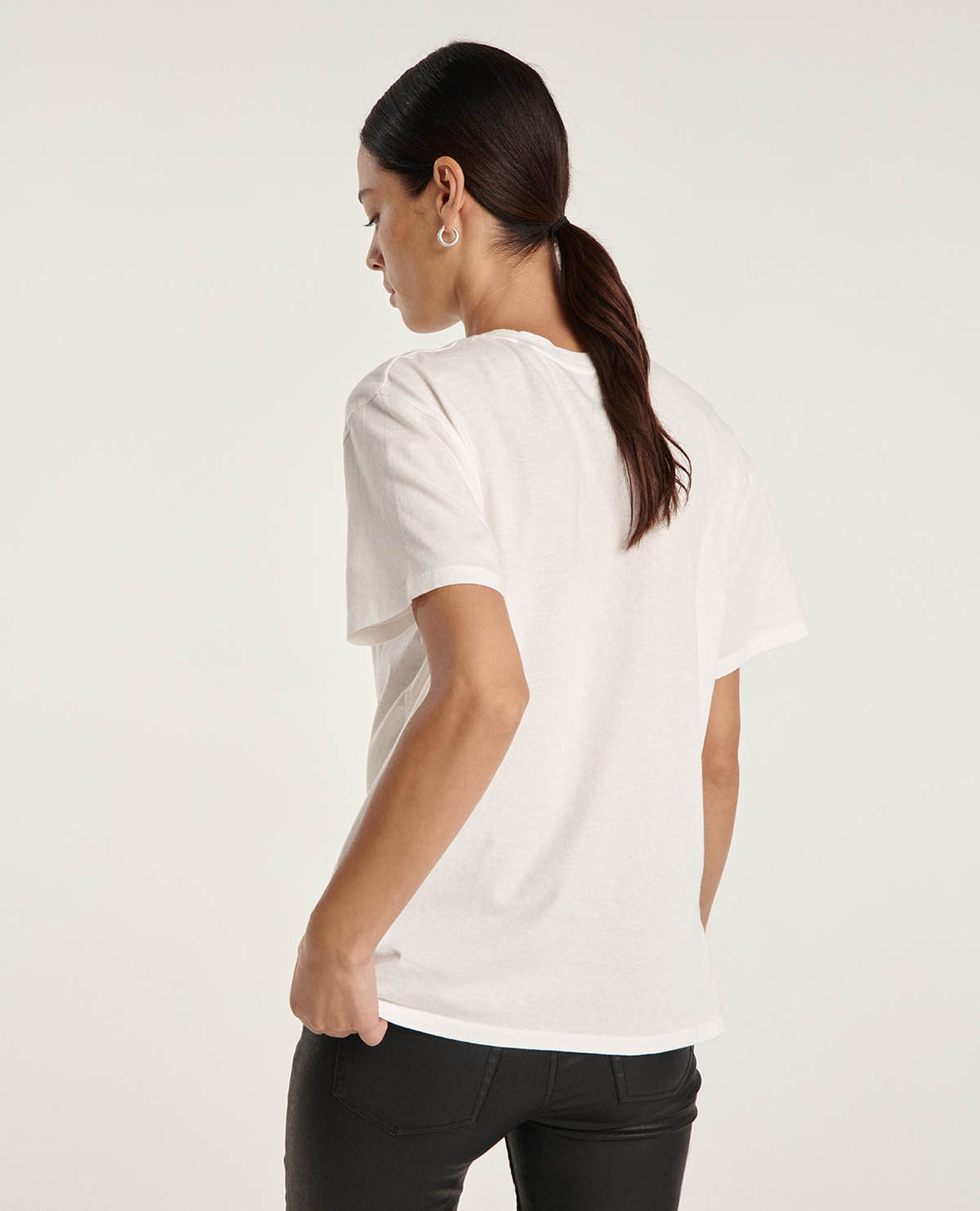 T-shirt large blanc coton sérigraphié, ECRU, hi-res image number null