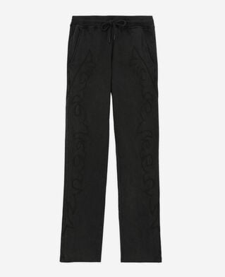 The Kooples WOMEN BLACK WASHED black joggers with western-style embroidery