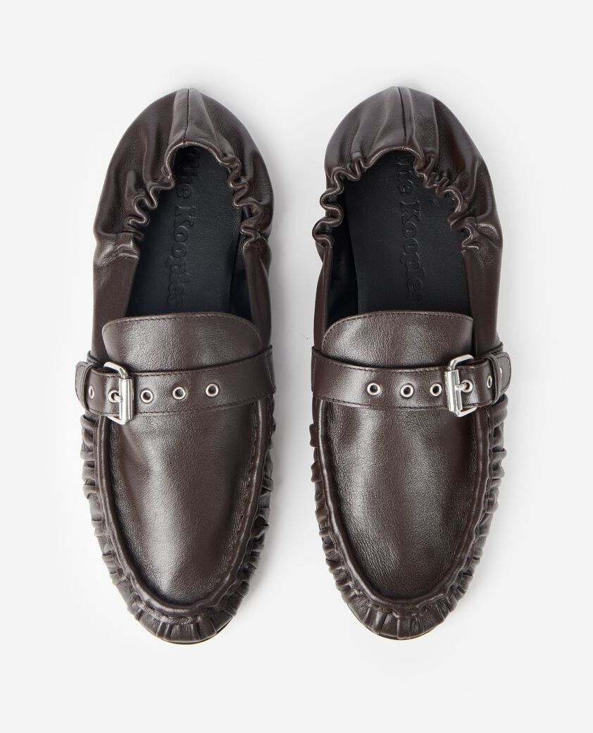 The Kooples WOMEN DARK BROWN brown leather loafers