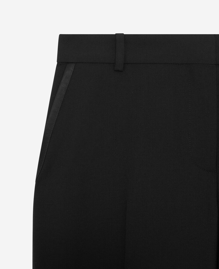 The Kooples FEMME BLACK pantalon tailleur large d&eacute;tails satin noir