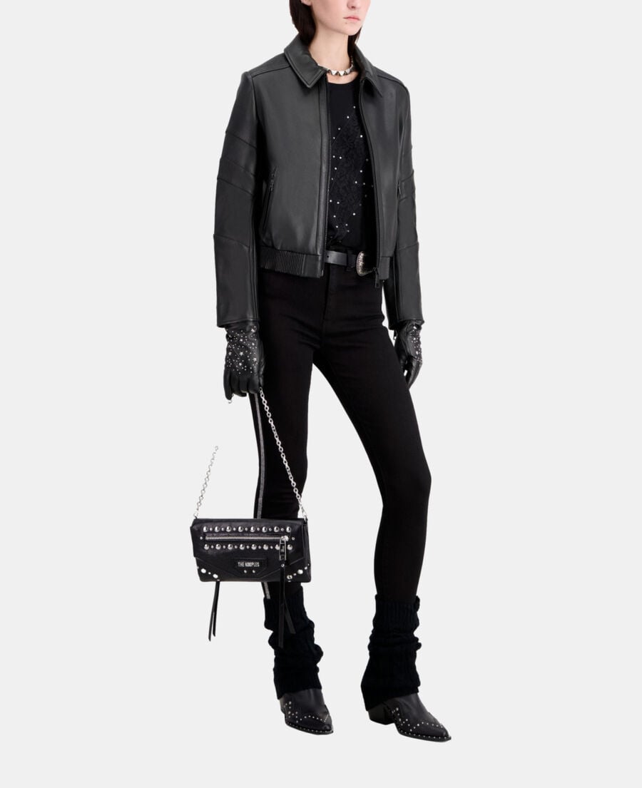 The Kooples MUJER BLACK chaqueta biker piel negra
