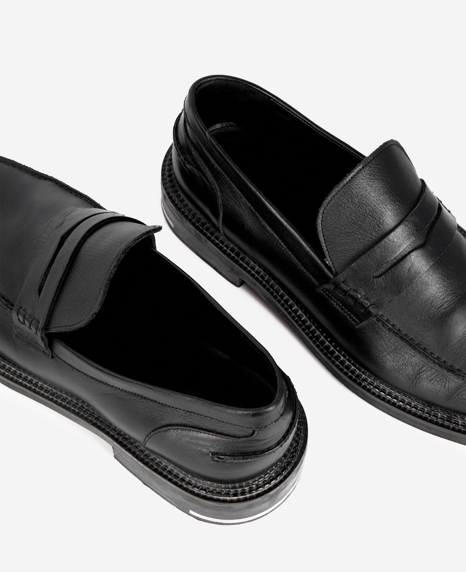 The Kooples MEN BLACK penny loafers in black leather