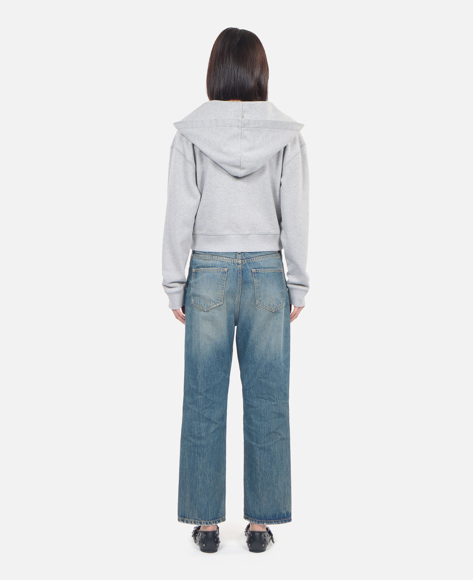 The Kooples F LIGHT GREY MELANGE grey blazon hoodie