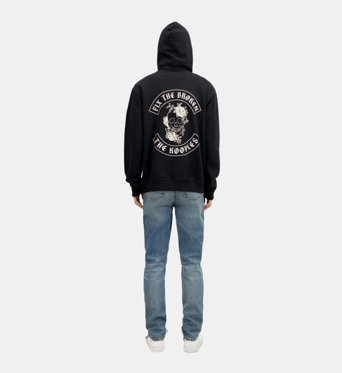 Black hoodie with Flower skull serigraphy