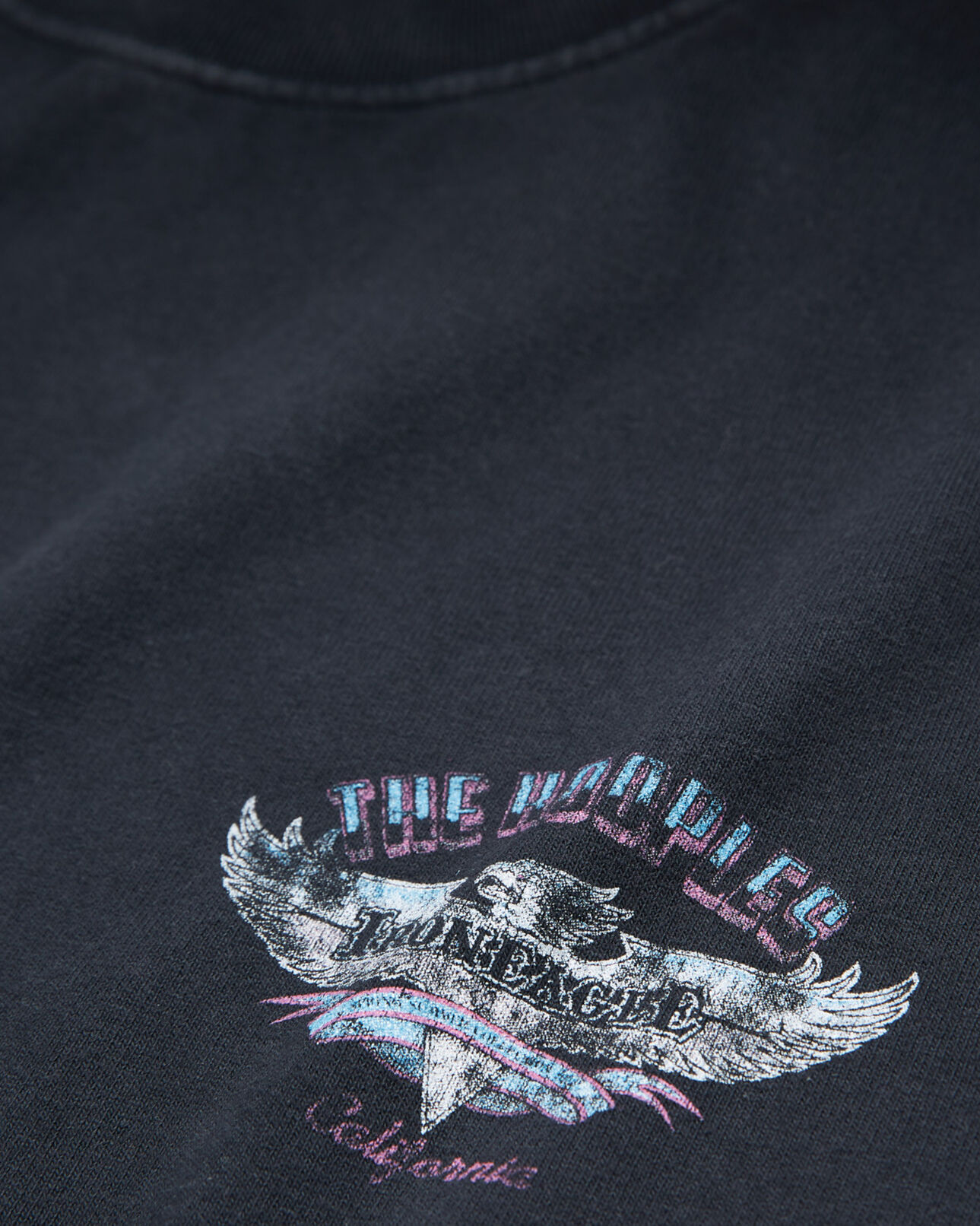 The Kooples HOMME BLACK WASHED t-shirt noir coton imprimé manches longues