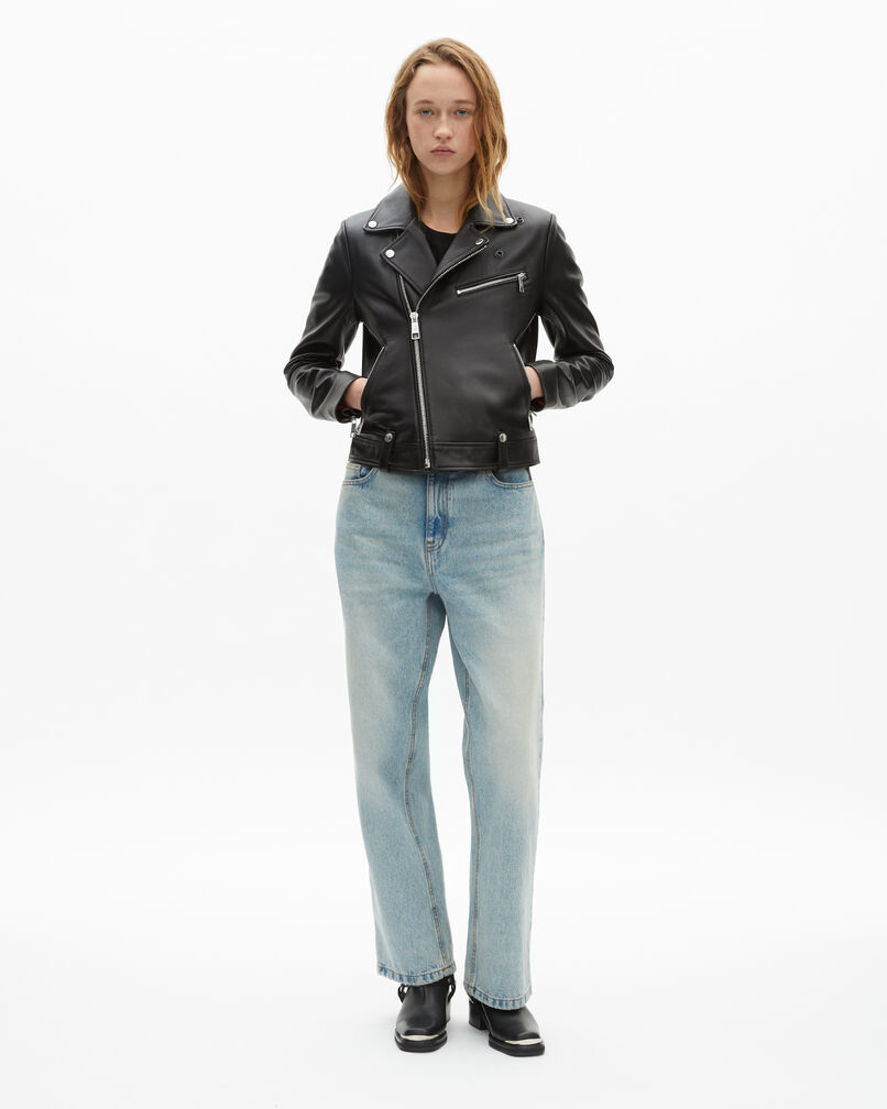 The Kooples WOMEN BLACK black leather biker jacket