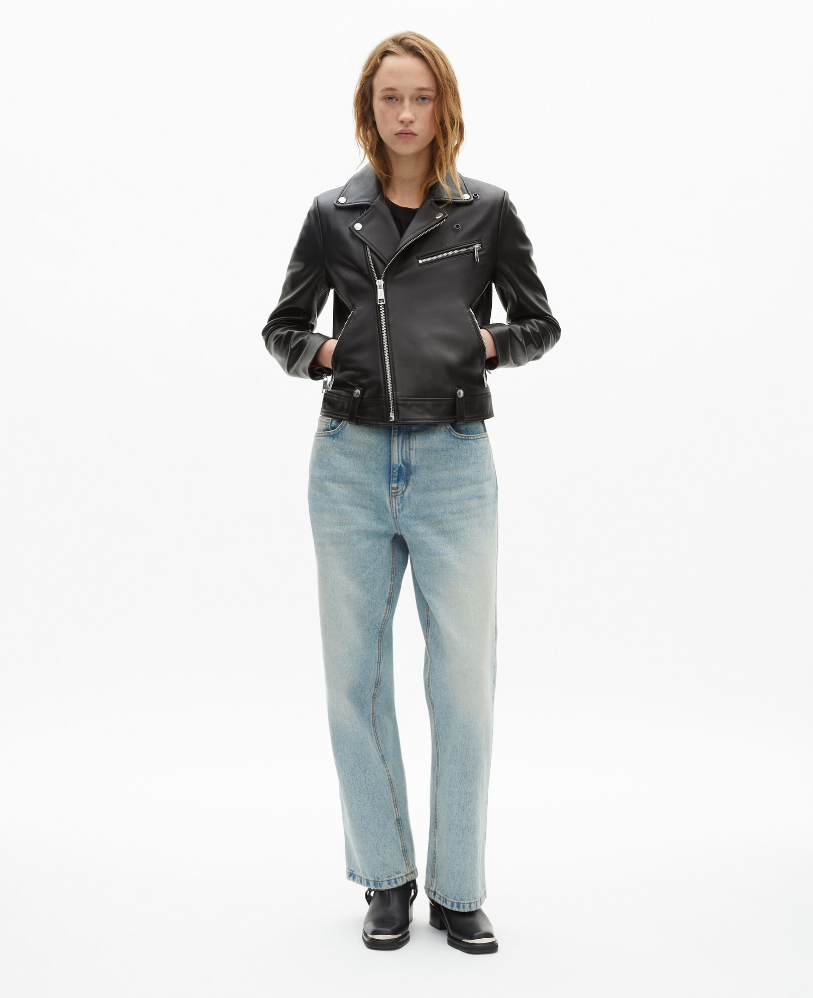 The Kooples FEMME BLACK blouson motard en cuir noir
