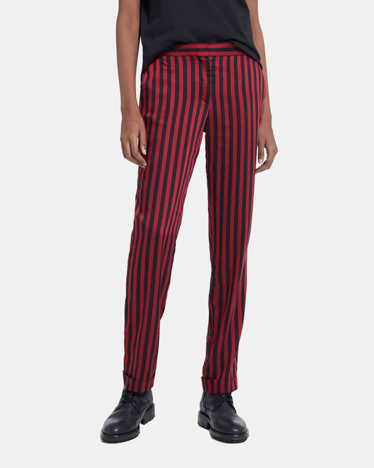 The Kooples FEMME ROUGE NOIR pantalon à rayures