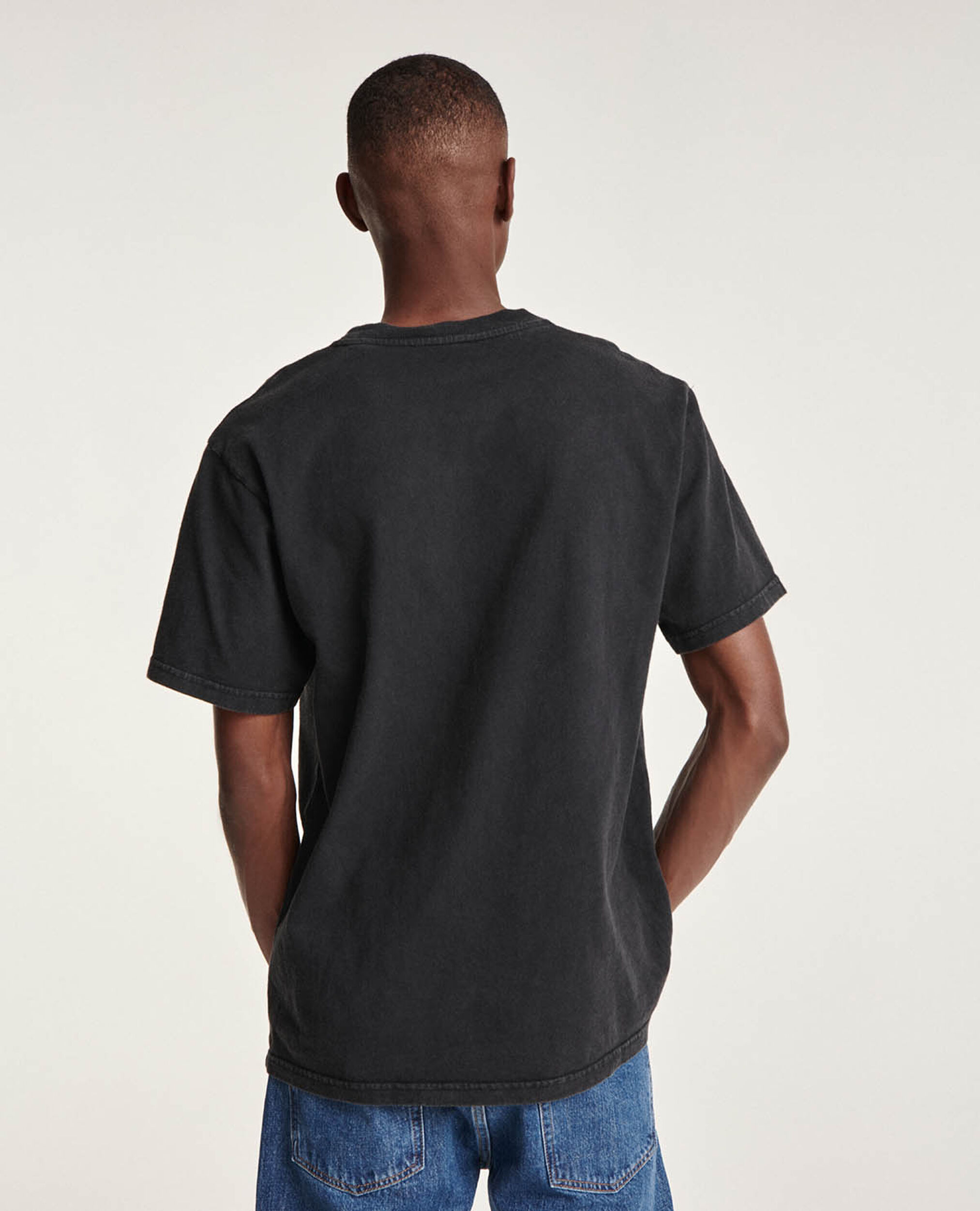 T-shirt gris coton imprimé logo montagne, BLACK WASHED, hi-res image number null