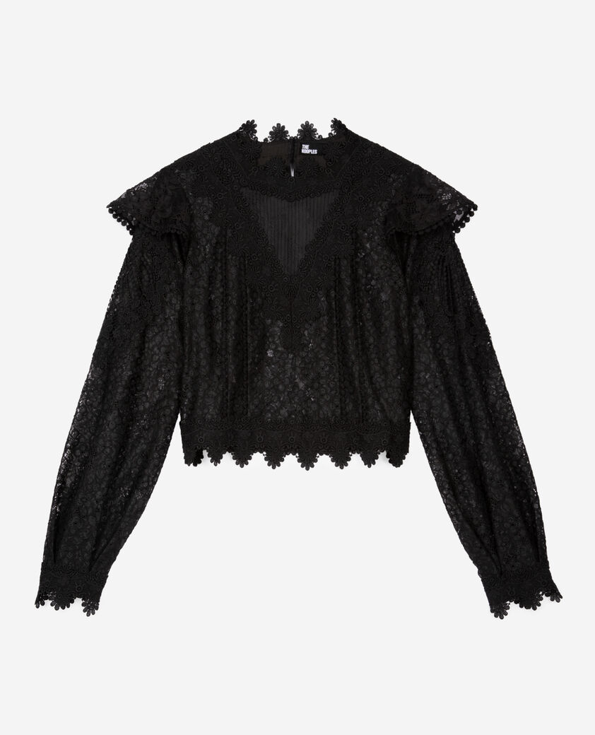 The Kooples FEMME BLACK top en dentelle noire