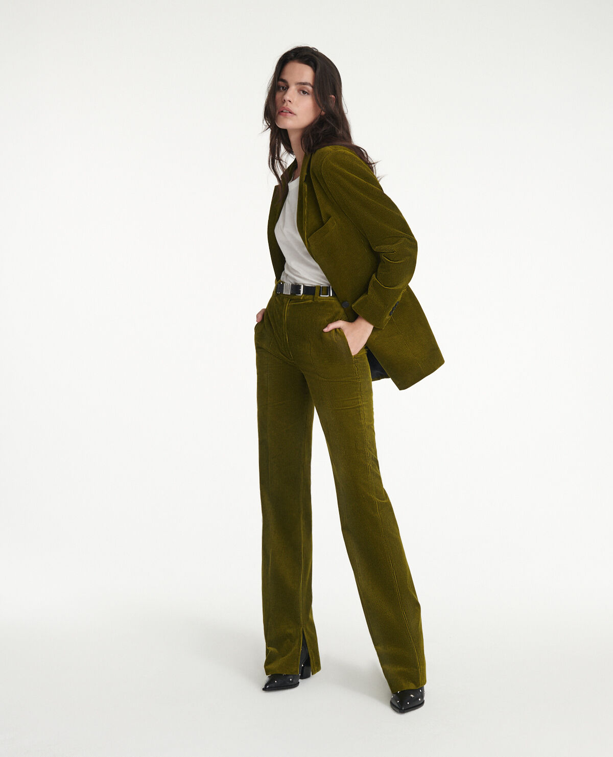Green corduroy coat womens clearance