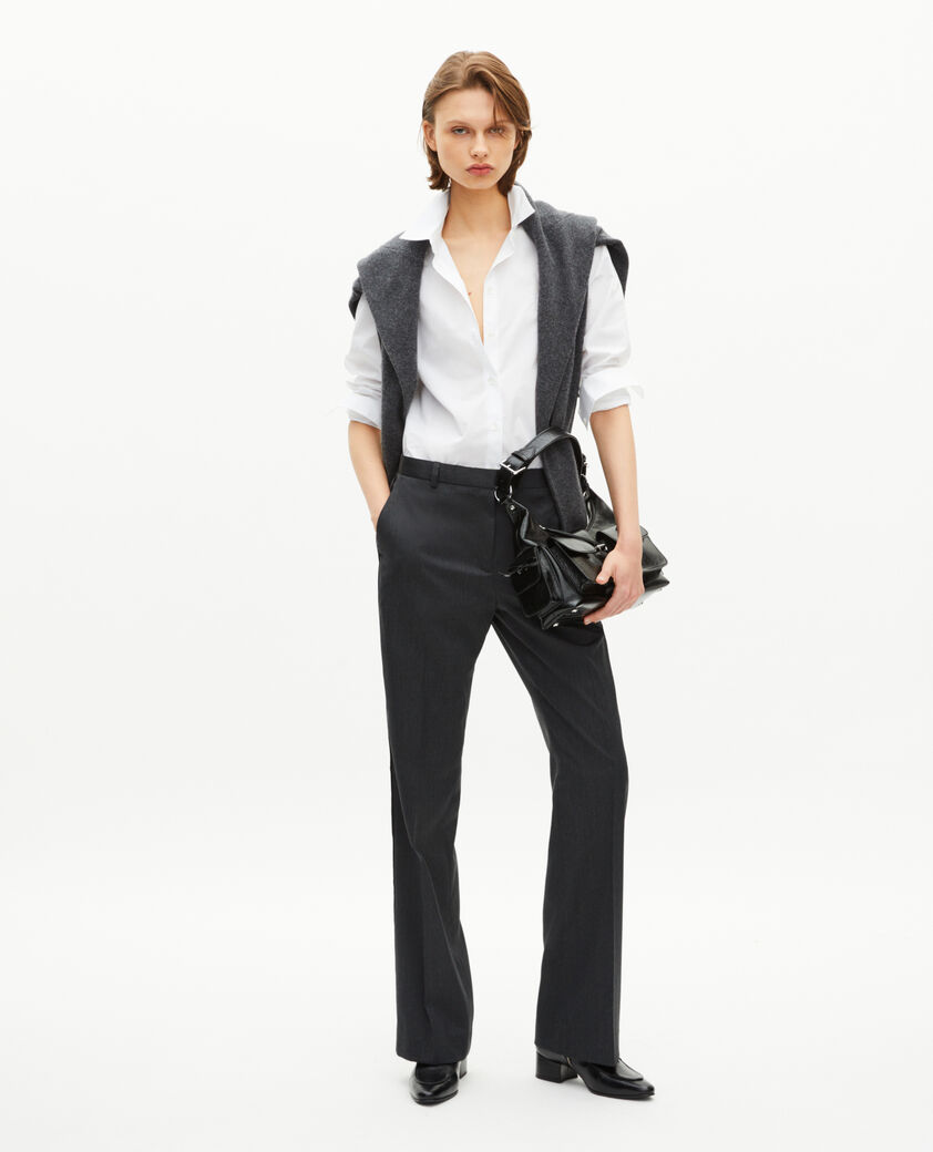 The Kooples WOMEN ANTHRACITE dark gray wool straight pants