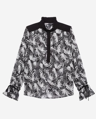 The Kooples FEMME BLACK WHITE top imprimé avec détails contrastés