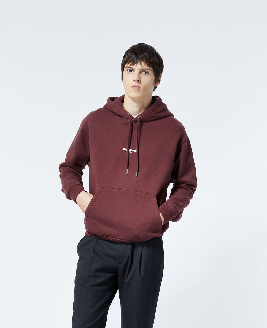 sweat bordeaux à capuche et logo