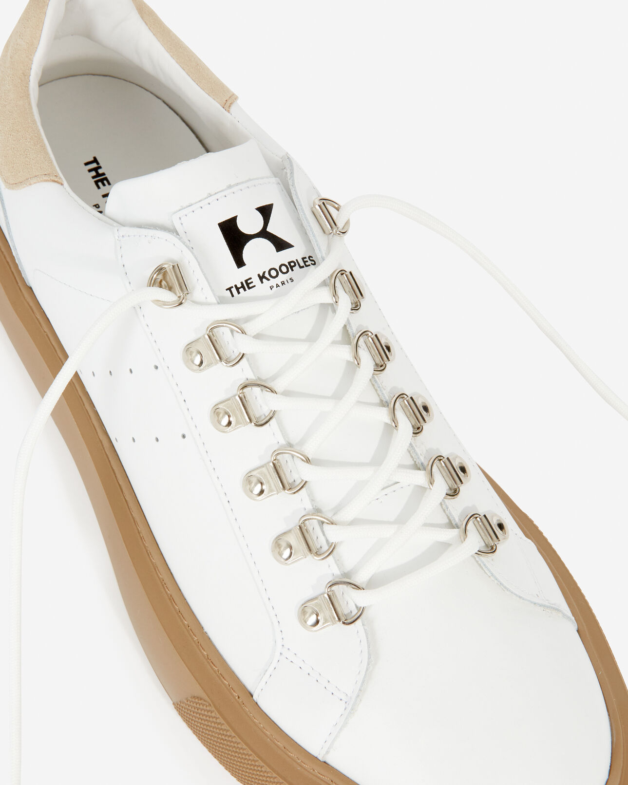 The Kooples MEN WHITE white leather sneakers with rubber soles