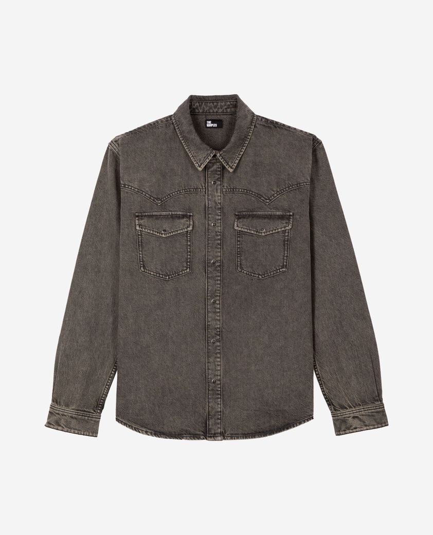 The Kooples H DENIM GREY grey denim shirt