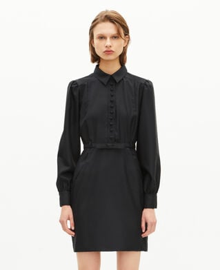 The Kooples FEMME BLACK robe courte en laine mélangée noire