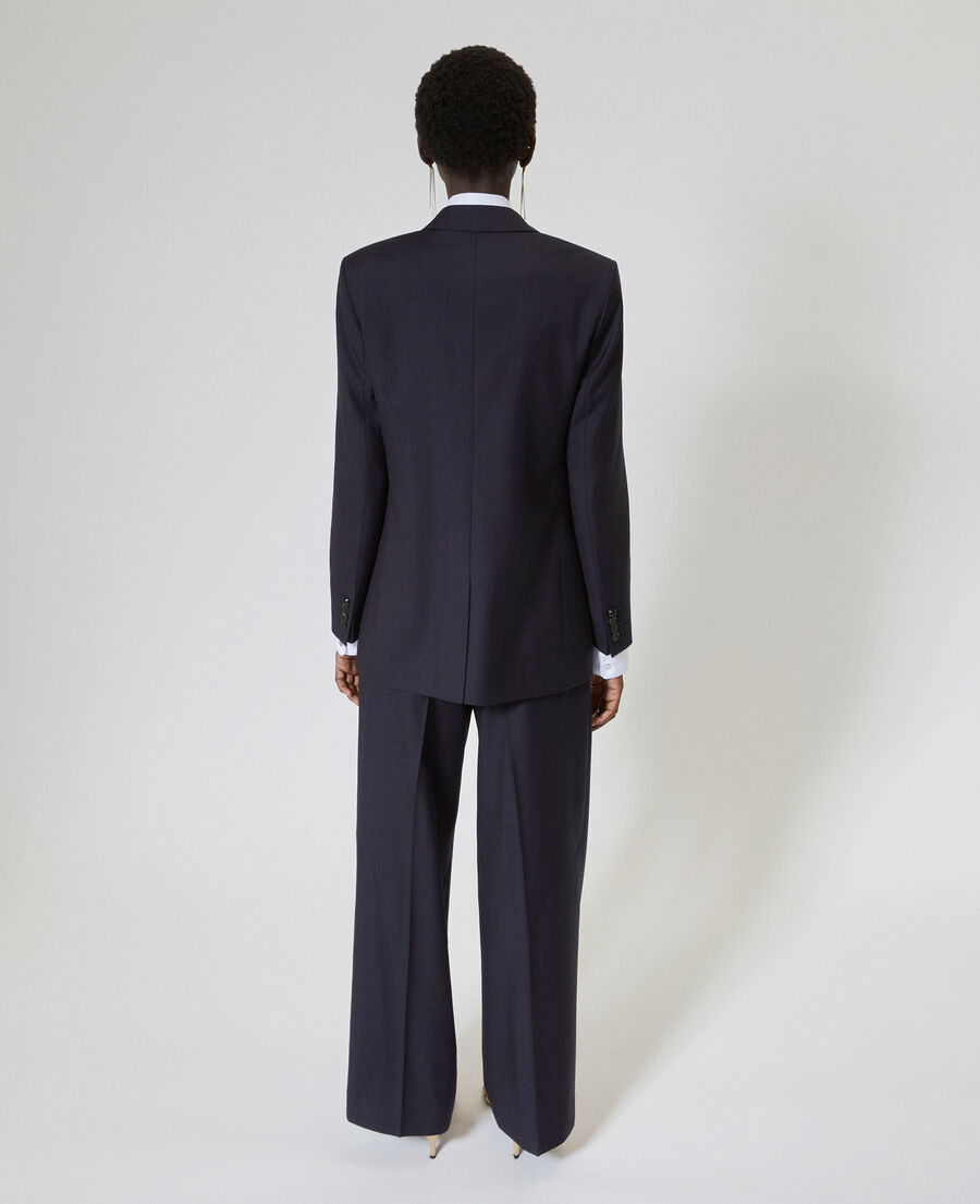 The Kooples F NAVY-RED double-breasted suit jacket in navy striped wool