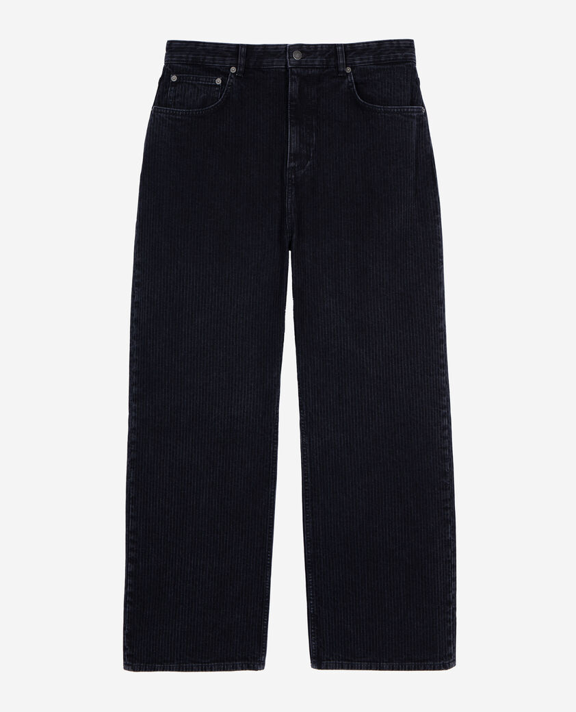 The Kooples MEN BLACK WASHED black ribbed-effect baggy jeans