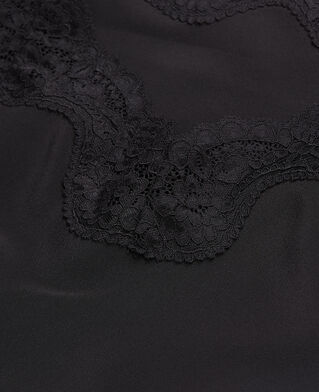 The Kooples FEMME BLACK caraco noir en soie avec d&eacute;tails en dentelle