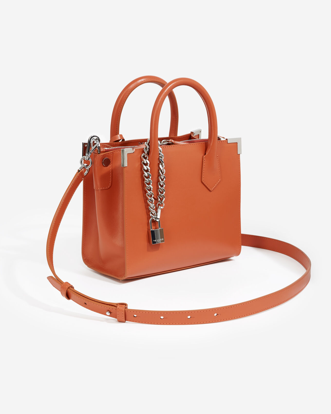 The Kooples WOMEN PUMPKIN medium ming bag in smooth burnt orange leather