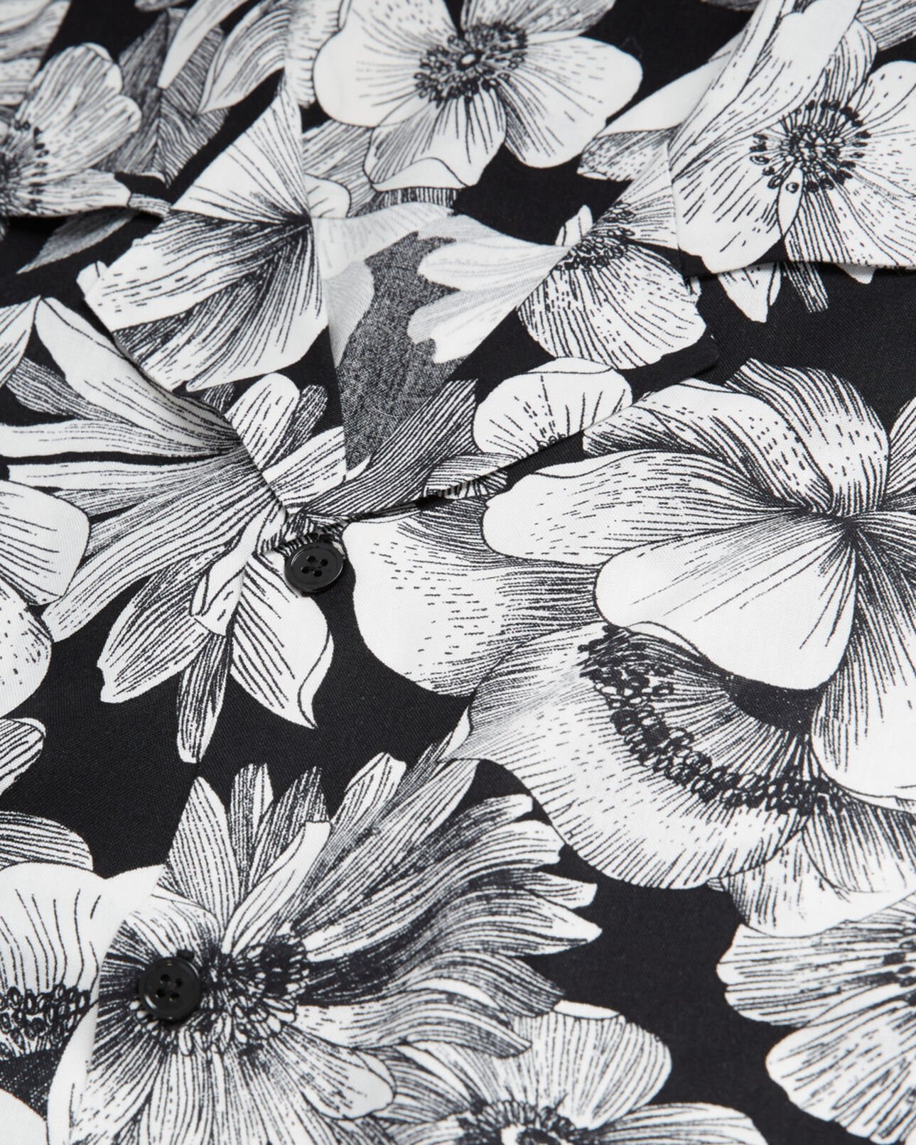 The Kooples MEN BLACK WHITE floral shirt with hawaiian collar