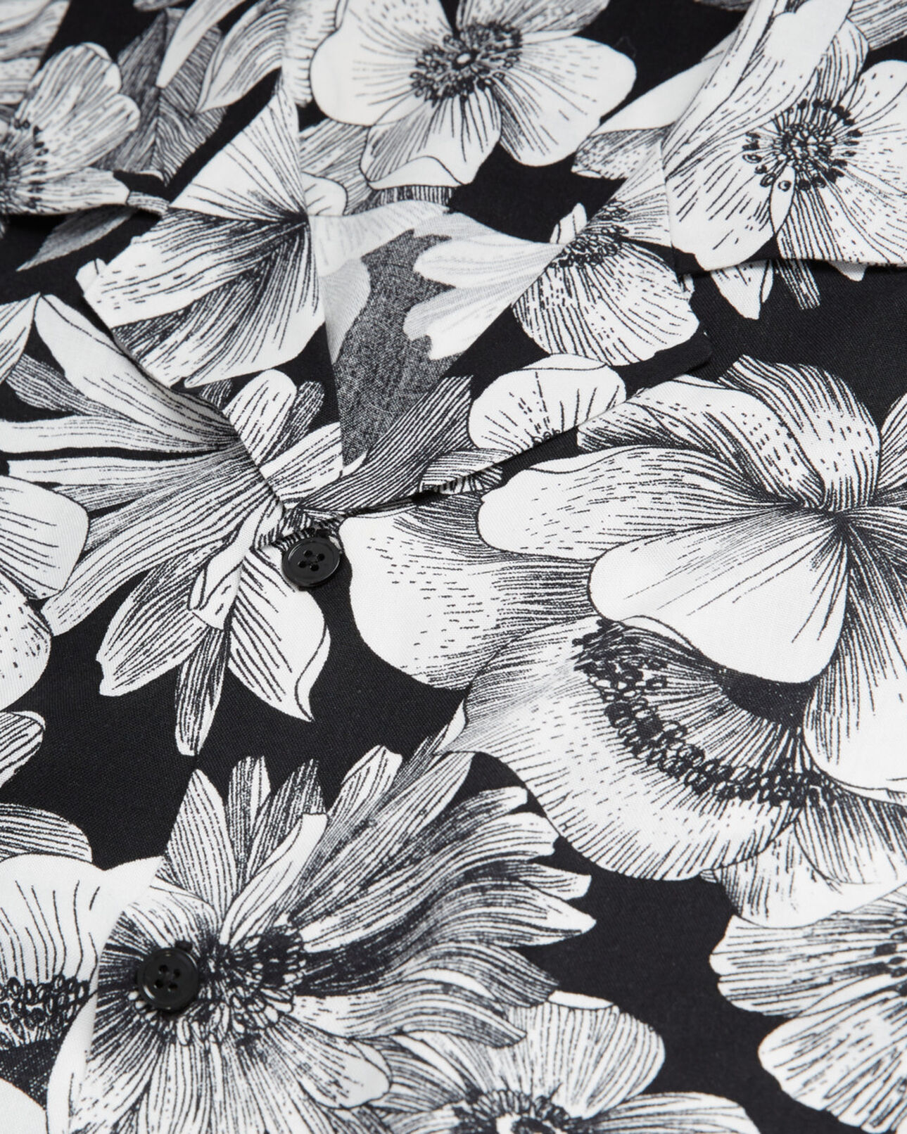 The Kooples HOMME BLACK WHITE chemise col hawaïen à fleurs