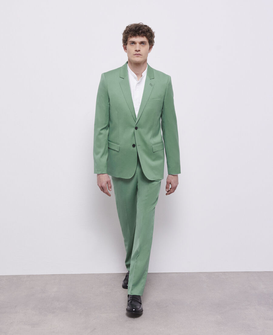 green wool suit jacket