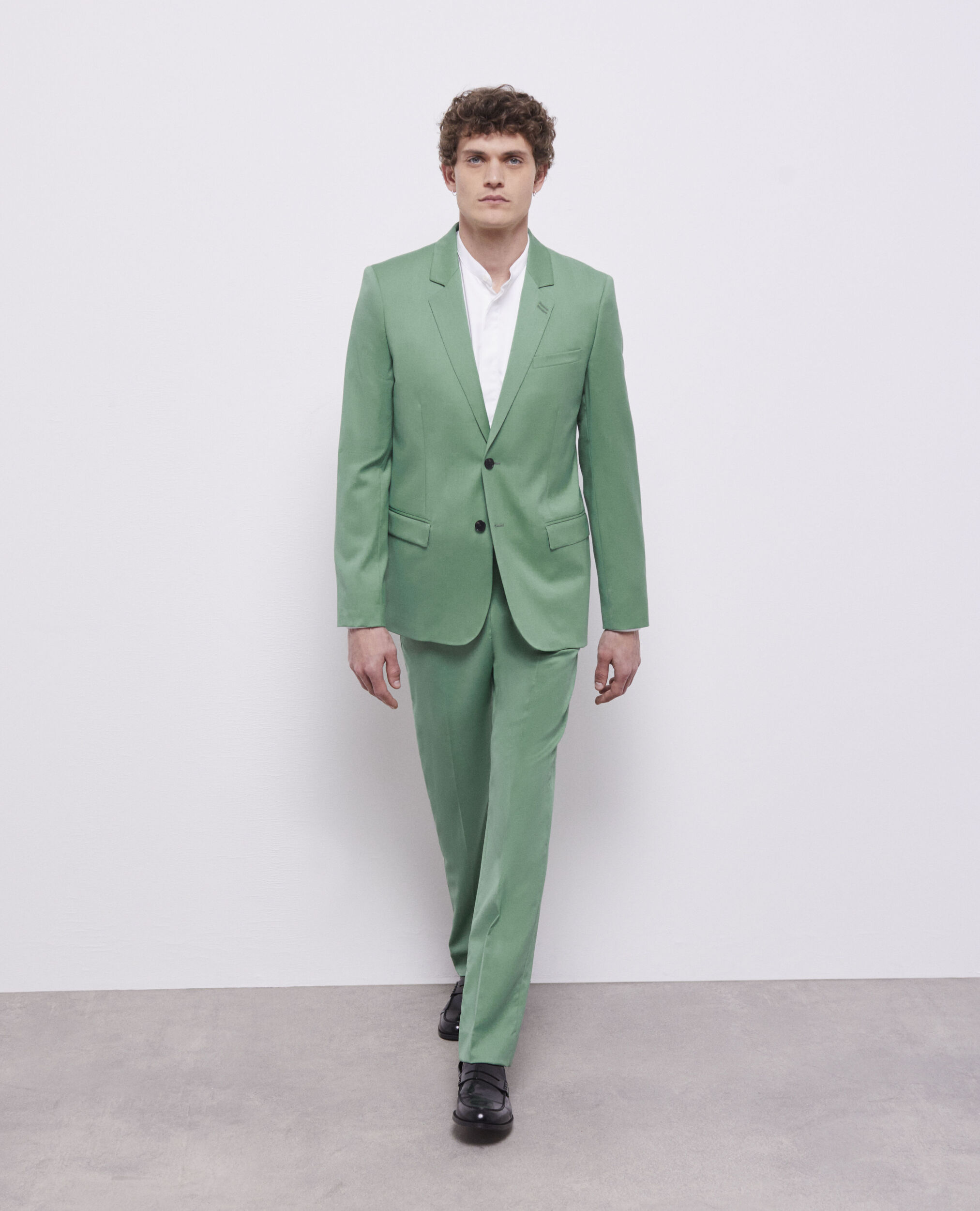 Green wool suit jacket, GREEN, hi-res image number null