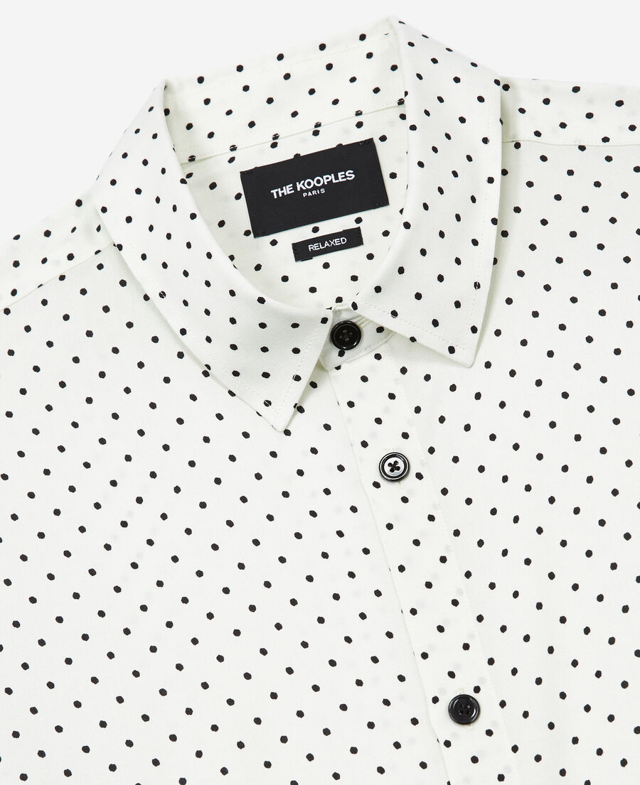 slim-fit ecru shirt with black polka dots