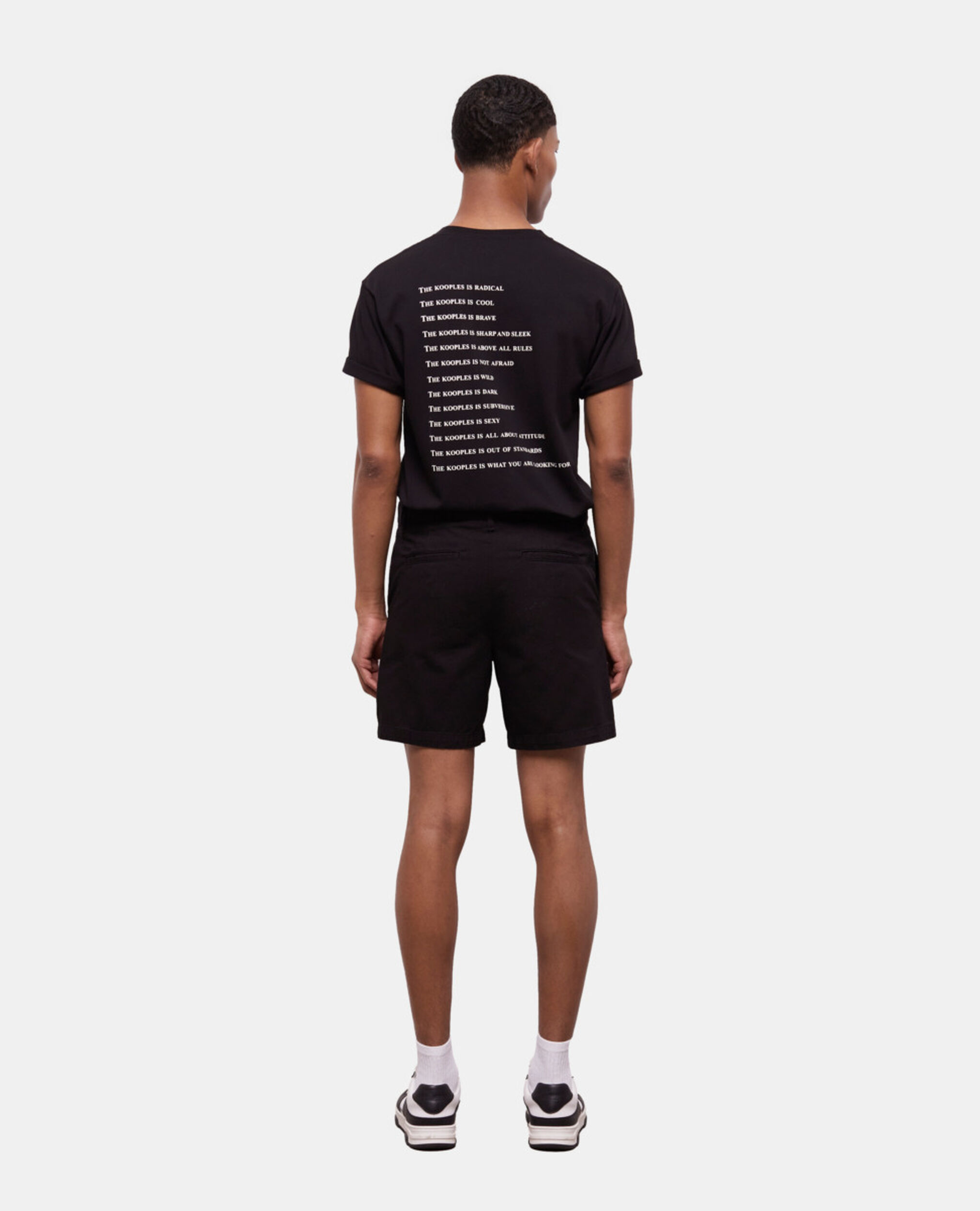 Short black cotton shorts, BLACK, hi-res image number null