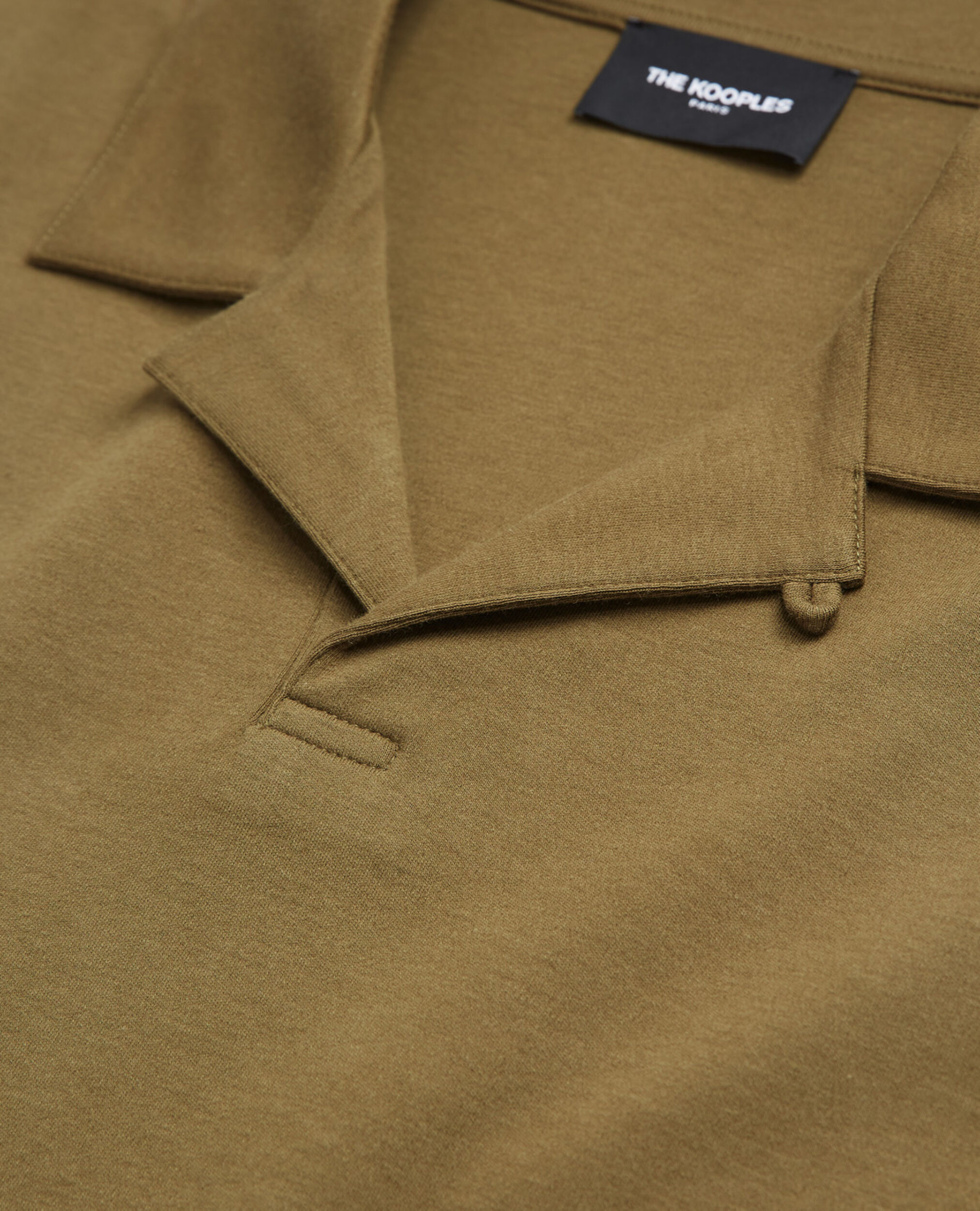 Khaki cotton polo with Cuban collar, KAKI, hi-res image number null