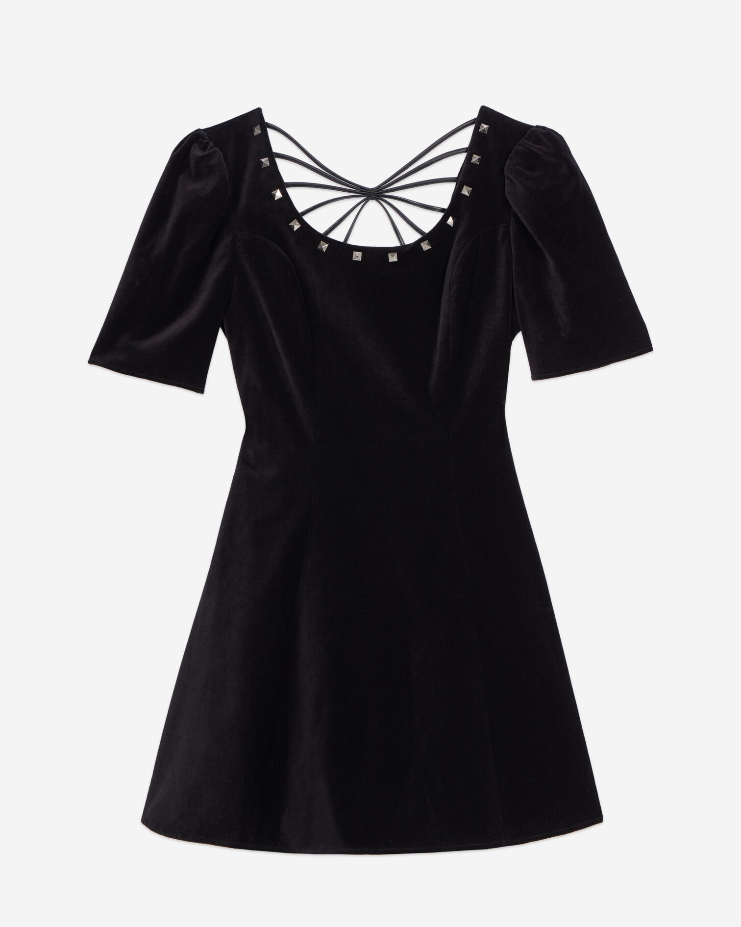 Short black velvet dress, BLACK, hi-res image number null