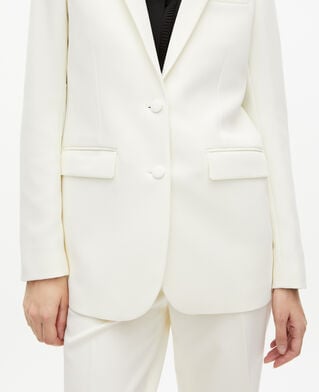 The Kooples MUJER ECRU traje de chaqueta de crepé de corte recto en color crudo