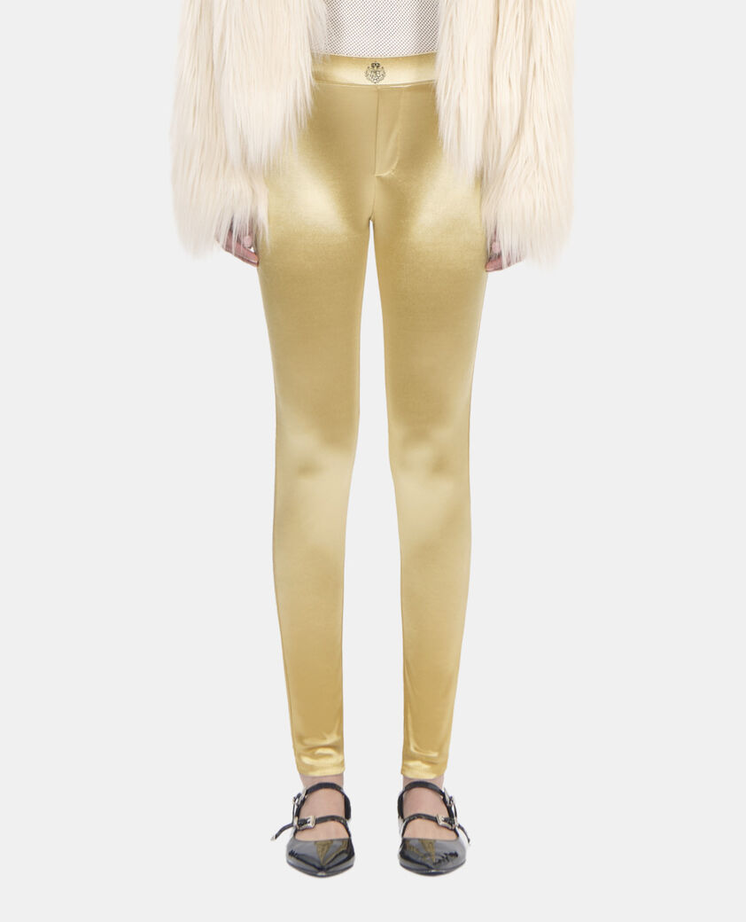 The Kooples FEMME ANTIC GOLD legging satin&eacute; dor&eacute;