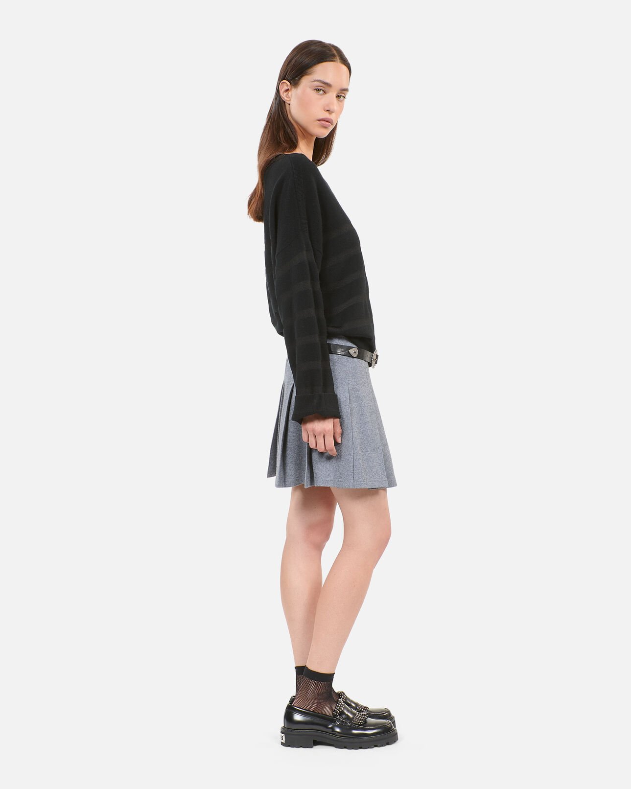 The Kooples FEMME BLACK pull en laine et cachemire à rayures